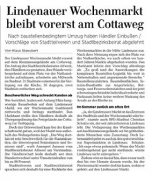 LVZ, 22. April 2021: Lindenauer Wochenmarkt bleibt vorerst am Cottaweg | LVZ, 22. April 2021: Lindenauer Wochenmarkt bleibt vorerst am Cottaweg