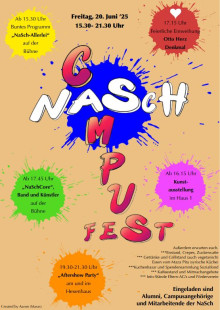 Zum Schuljahresabschluss: das NaSch-Campus-Fest 2025 | Plakatgestaltung: Aaron (NaSch-Maras)